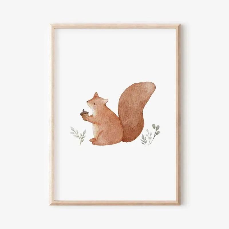 Boho Cartoon Farm Animals Wall Art Canvas Painting Rabbit Bear Bee Flower Posters and Prints Pictures for Baby Kids Room Decor