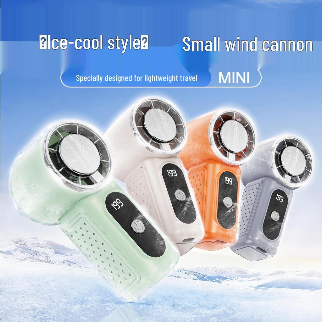 Portable USB Chargeable Mini Fan with Digital Display and Silent High-Speed Turbine for Outdoor Cooling