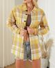 2024 Women's Pink Plaid Loose Long Sleeve Shirt Jacket
