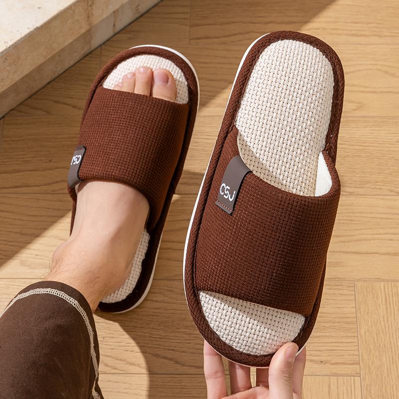 Linen slippers spring and autumn couple four seasons indoor household cotton and linen stepping on shit feeling home non-slip summer wholesale