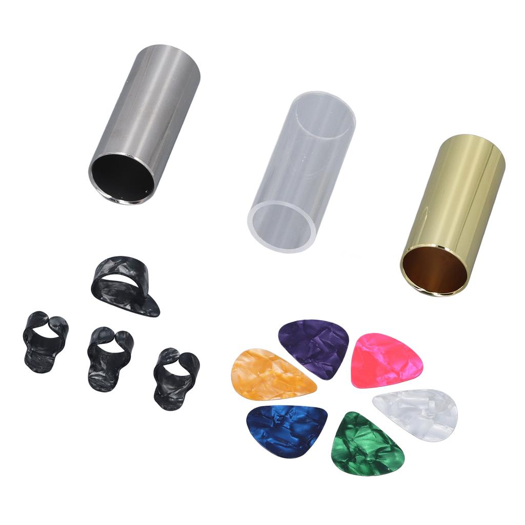 Zestaw Slide do Gitary Stal Nierdzewna Akryl Mosiądz z Kostkami na Kciuk i Palce Zamiennik do Gitary Akustycznej