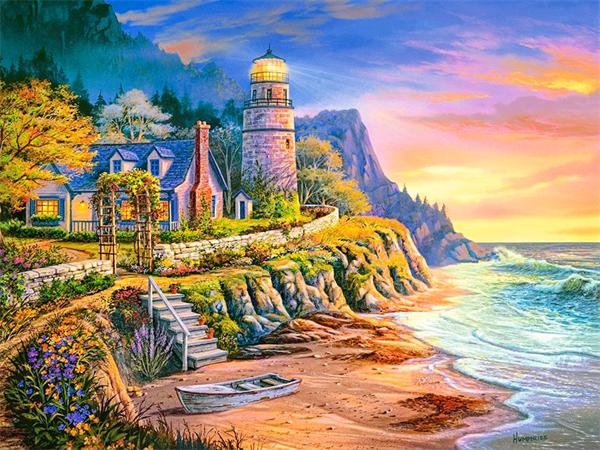 5D DIY Diamantmalerei Haus Landschaft Voll Platz Rund Stickerei Mosaik Baum Szenerie Heimdekoration