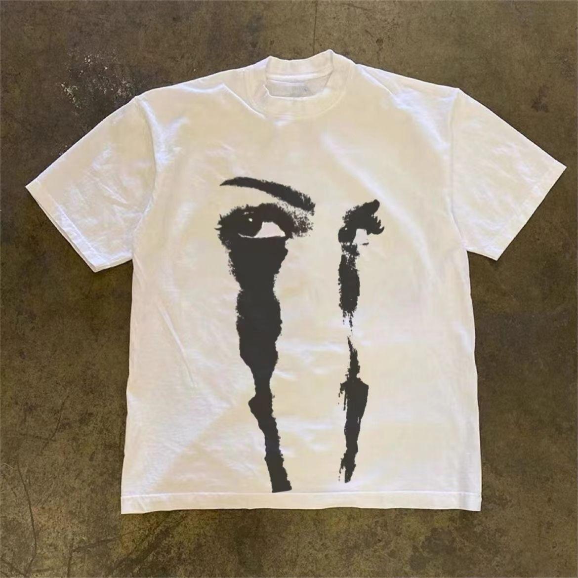 

Dark Brush Stroke Crying Eye Graphic T Shirt Unisex Women Gothic Art Print Tee Oversized Casual Streetwear Short Sleeve Summer Top S