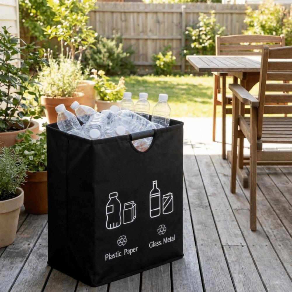 Large Capacity Waste Trash Sorting Organizer Folding Design Kitchen Trash Can Recycling