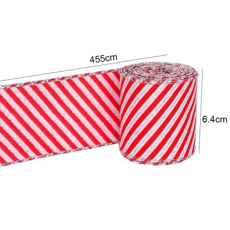 Christmas Ribbon 4PCS Set with Striped Polyester Webbing for Wrapping Tree Decorating and Crafting Seasonal Projects