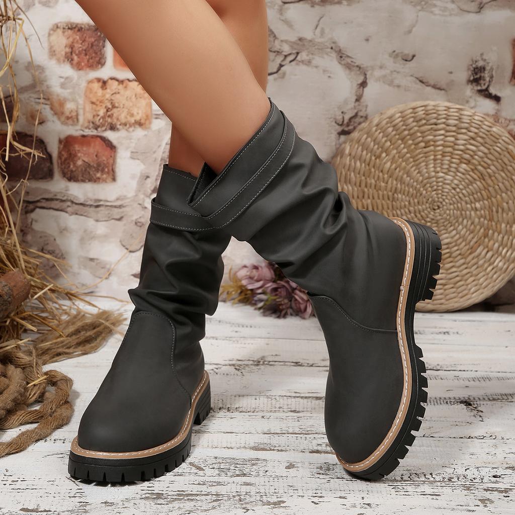Korean Solid Color Boots with Fleece To Keep Warm In Autumn and Winter 25 Years