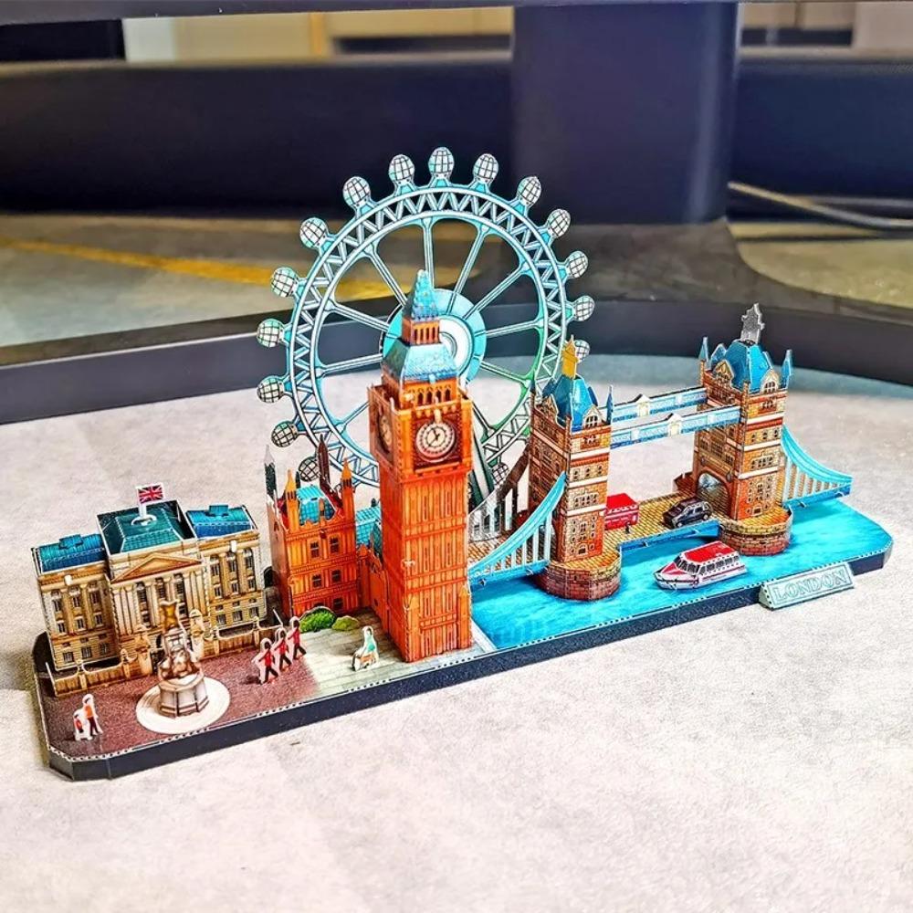 World Style City Skyline Architecture Street View 3D Metal Puzzle Paris Venice San Francisco Shanghai DIY Assembled Model Kits