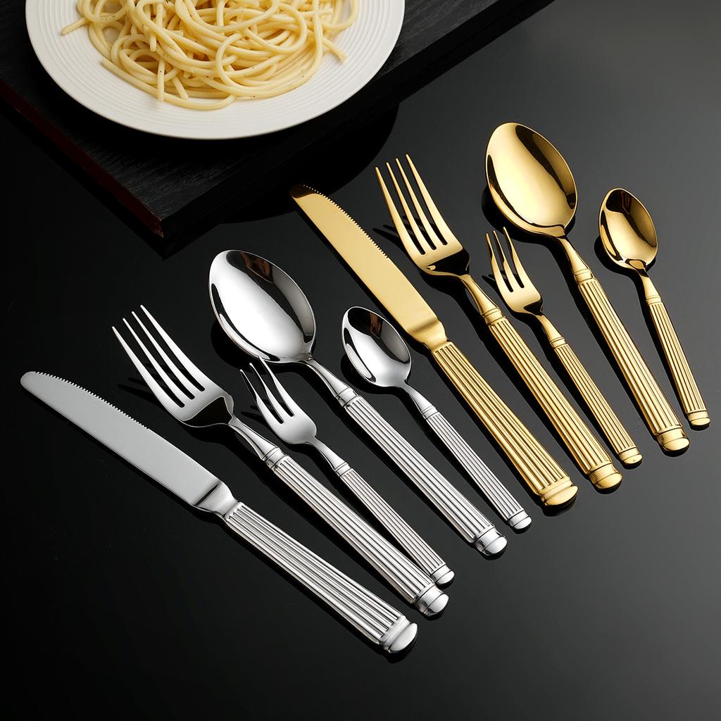 5PCS Stainless Steel Knife, Fork, Spoon Heavy-duty Western Steak Tableware Set