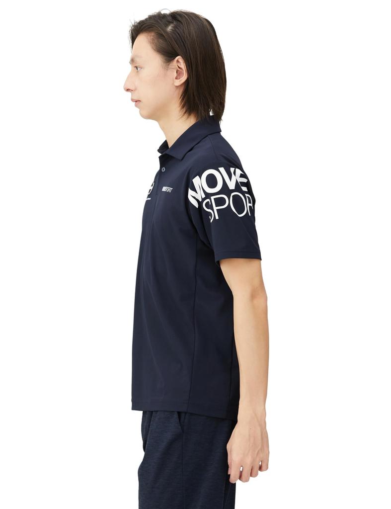 Move Sports Navy Polo Short UV Training Size M Men's DX-C2853AZ Shirt, Sleeve, Protection, Sweat-Wicking, Quick-Drying, Stretch, Sunscreen, Shirt,