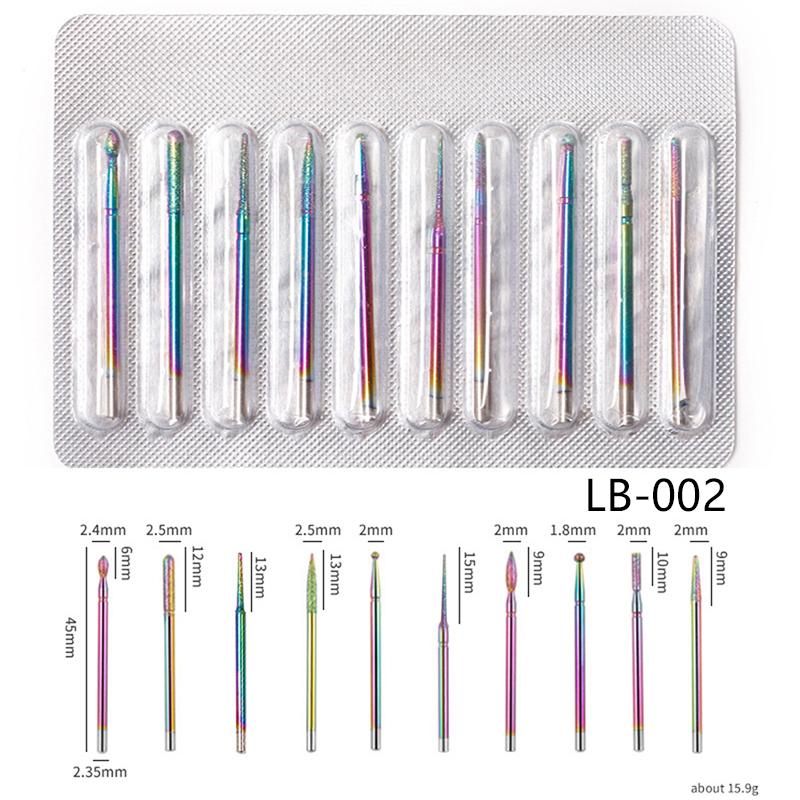 10Pcs Diamond Milling Cutters For Manicure Carbide Nail Drill Bits Kit Tools