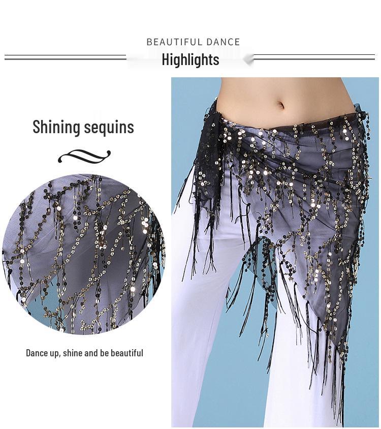 Belly Dance Sequin Tassel Waist & Hip Scarf Costume Belt