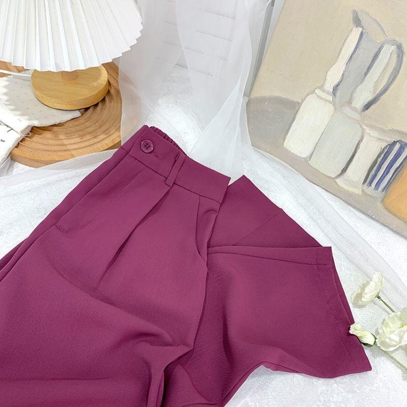 

Women s High-Waisted Slimming Straight-Leg Suit Pants - 2026 Spring/Autumn Korean Style Cropped Cigarette Pants L (110-120 jin) фуксия