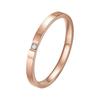 Rose Gold Titanium Steel Single Diamond Ring - Japanese & Korean Fashion for Women