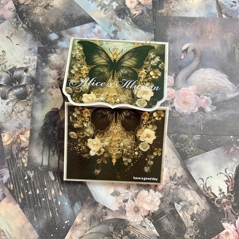 50sheets Retro Scrapbook Material Paper Hand Account DIY Collage Decoration Background Craft Paper