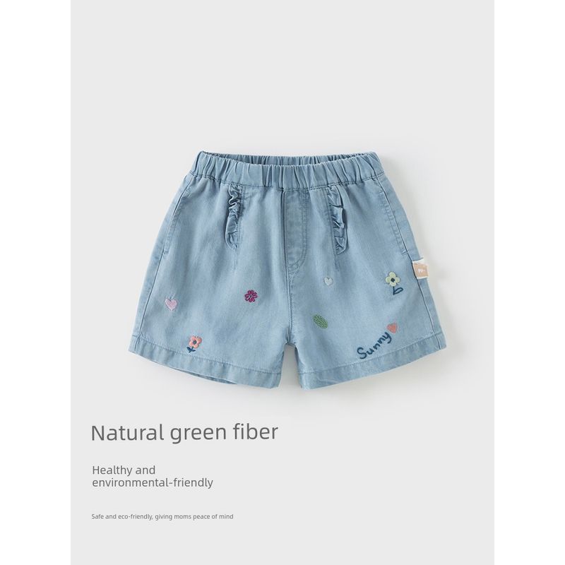 [Same Style as in the Mall] David Bella Children's Pants 2026 Summer New Style Girls' Thin Lyocell Denim Shorts
