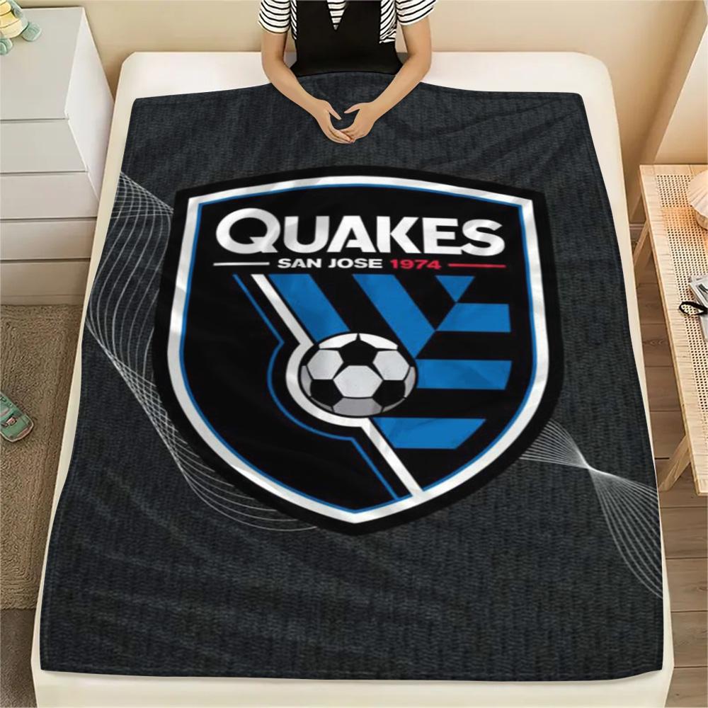 1Pc San Jose Earthquakes Print Flannel Blanket High Quality Warm Comfortable Cover for All Seasons Perfect for Gifts Home Decor