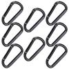 Carabiner - AIMOONSA - Pack of 8 - Flat D Shape - Black - Non-locking