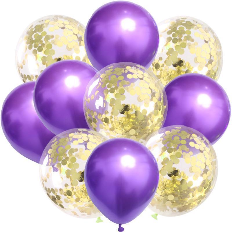 Birthday & Ceremony Decoration Balloon Set: Metallic Sequins, Table & Ground Floating Balloons.