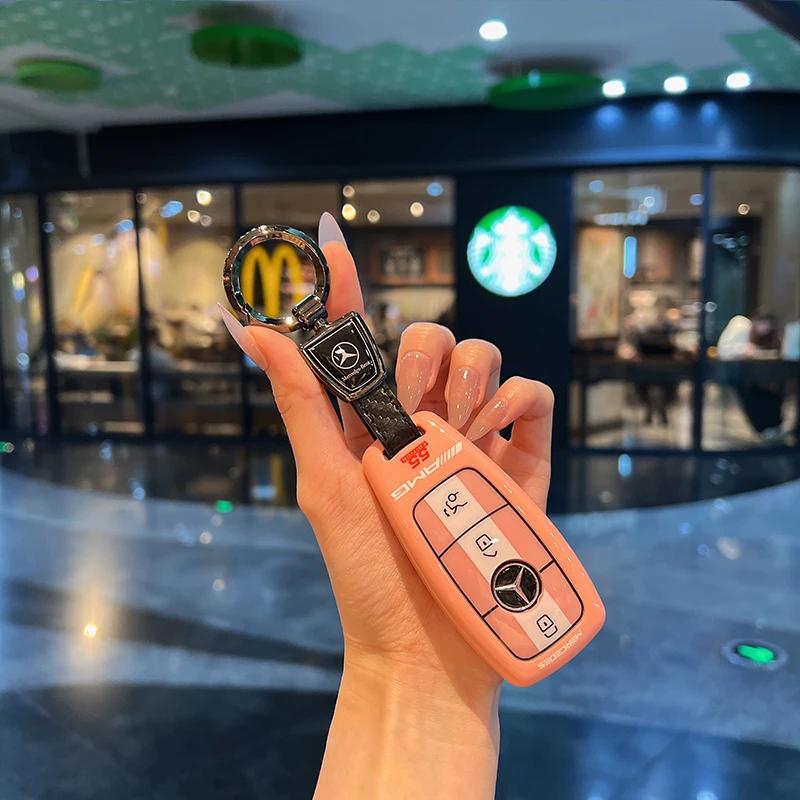 Car Key Case Cover Shell For Mercedes Benz A C E S G Class GLC CLE CLA GLB GLS W177 W205 W213 W222 X167 AMG Keychain CE6