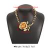 Tooxika Exaggerated Three-dimensional Metal Wind Collarbone Chain Sweet Cool Rose Flower Pendant Necklace Women