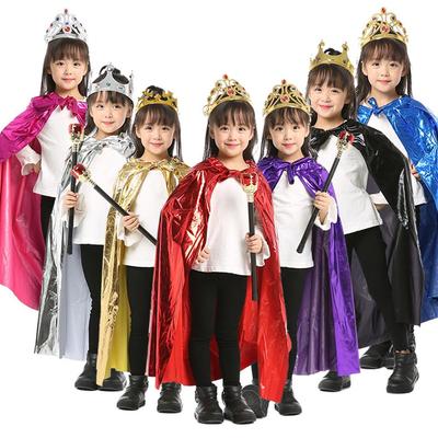 Halloween Prinzessin & König Umhang für Kinder - 80cm Leuchtendes Gold & Silber
