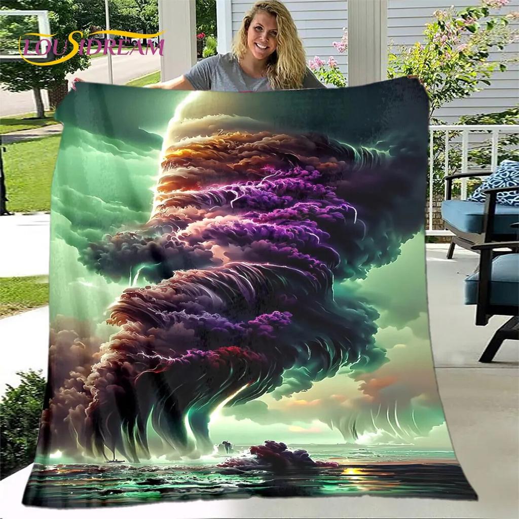 3D Natural ,Tornado, Cloud Blanket,Flannel Blanket Throw Blanket,Warm Blanket for Home Living Room Bedroom Beds Sofa Picnic Kid