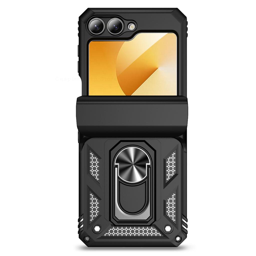 Ring Funda For Samsung Z Flip 6 5 4 5G Case With Stand Holder Cover For Samsung Galaxy Z Flip6 zflip6 Flip5 Flip4 Armor PC Cases