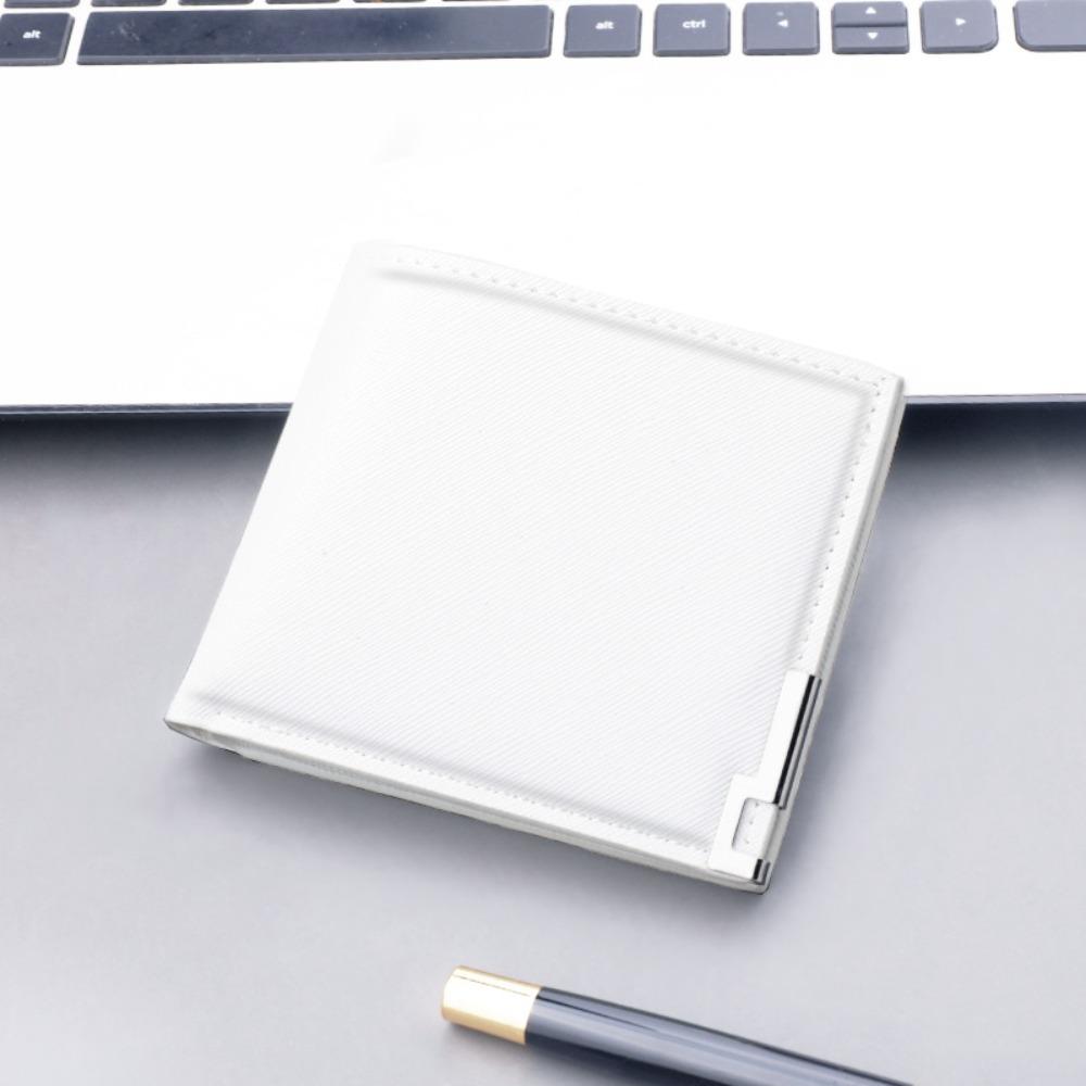 

New PU Leather Men s Short Wallet Two-fold Large Capacity Retro Coin Purse Black White ID Card Holder Men Women білий