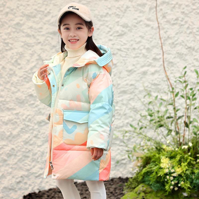 Winter Daunenmantel in Überlänge für Mädchen, warm und winddicht, extra-dicke Kinderoberbekleidung