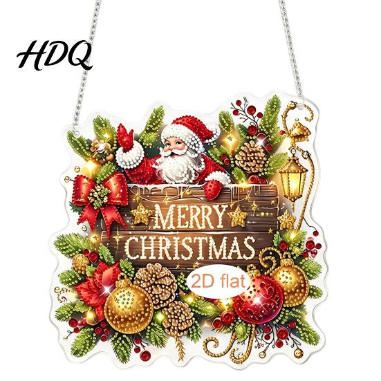 Durable Acrylic Holiday Keepsakes Christmas Hanging Pendant with Chain Lightweight Winter Wall Decor Double-sided Themed Pendants Ornament for Home