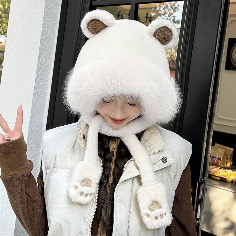 Plush Winter Warm Hat Windproof Ear Protection Hat Casual Earflap Bonnet Hat  Outdoor