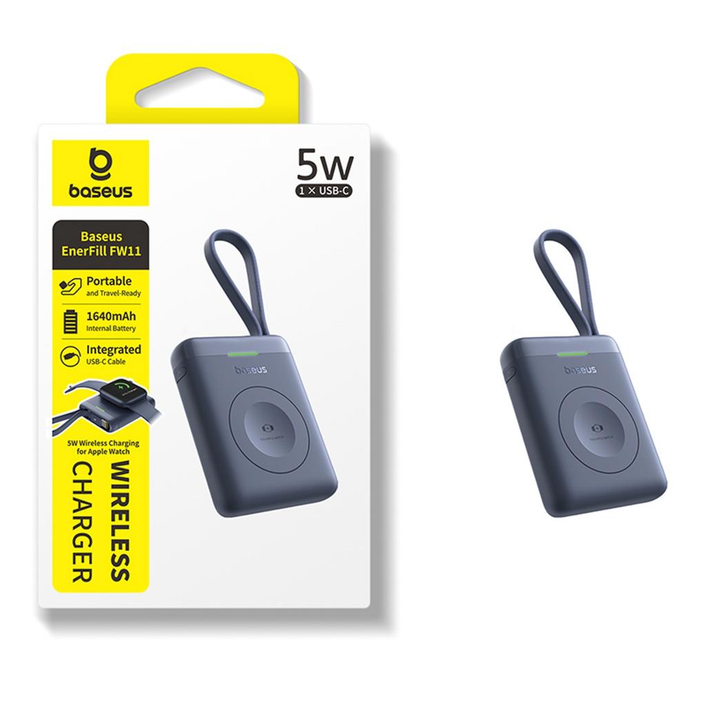 Powerbank 1640 mAh 5W EnerFill FW11 für Apple Watch mit integriertem Kabel - schwarz