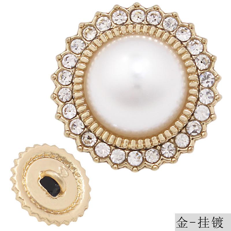 Hochwertige Exquisite Perlen-Diamant-Knöpfe, Runde Metallknöpfe, Kleine Duftstil Damenbekleidungszubehör, Strickpullover, Handgenähte Knöpfe