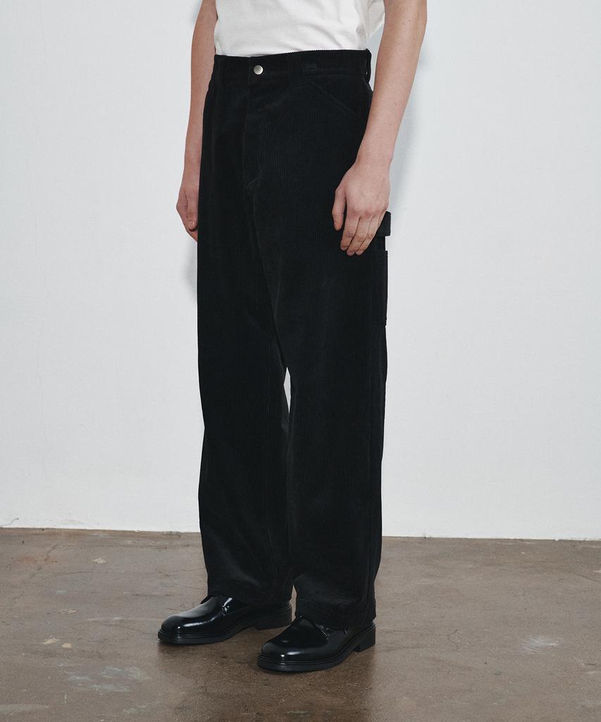 Hoite Rise Corduroy Work Pants (Black)