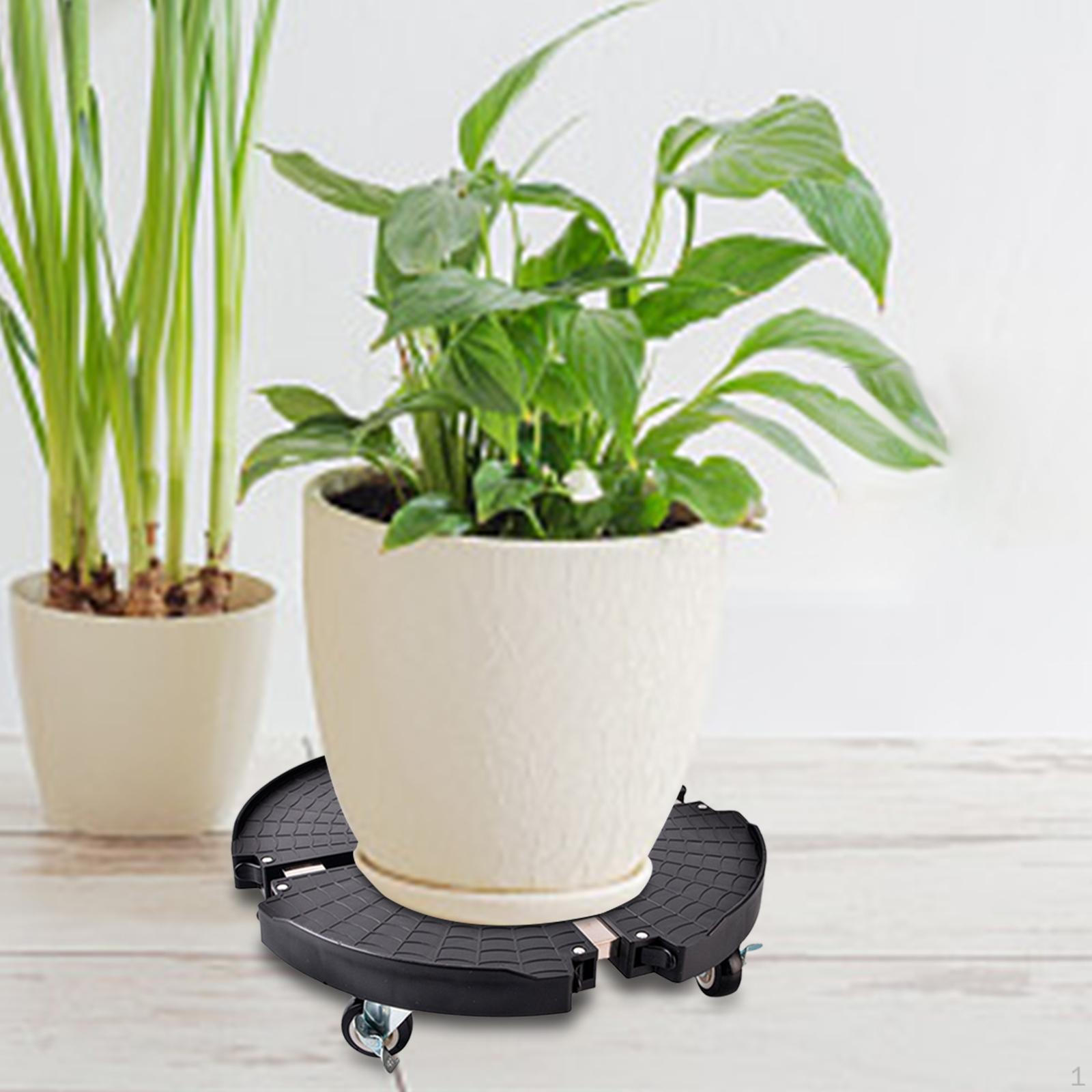 Rolling Plant Stand Round Heavy Duty Easy to Assemble Adjustable Stroller Planter Saucer Tray