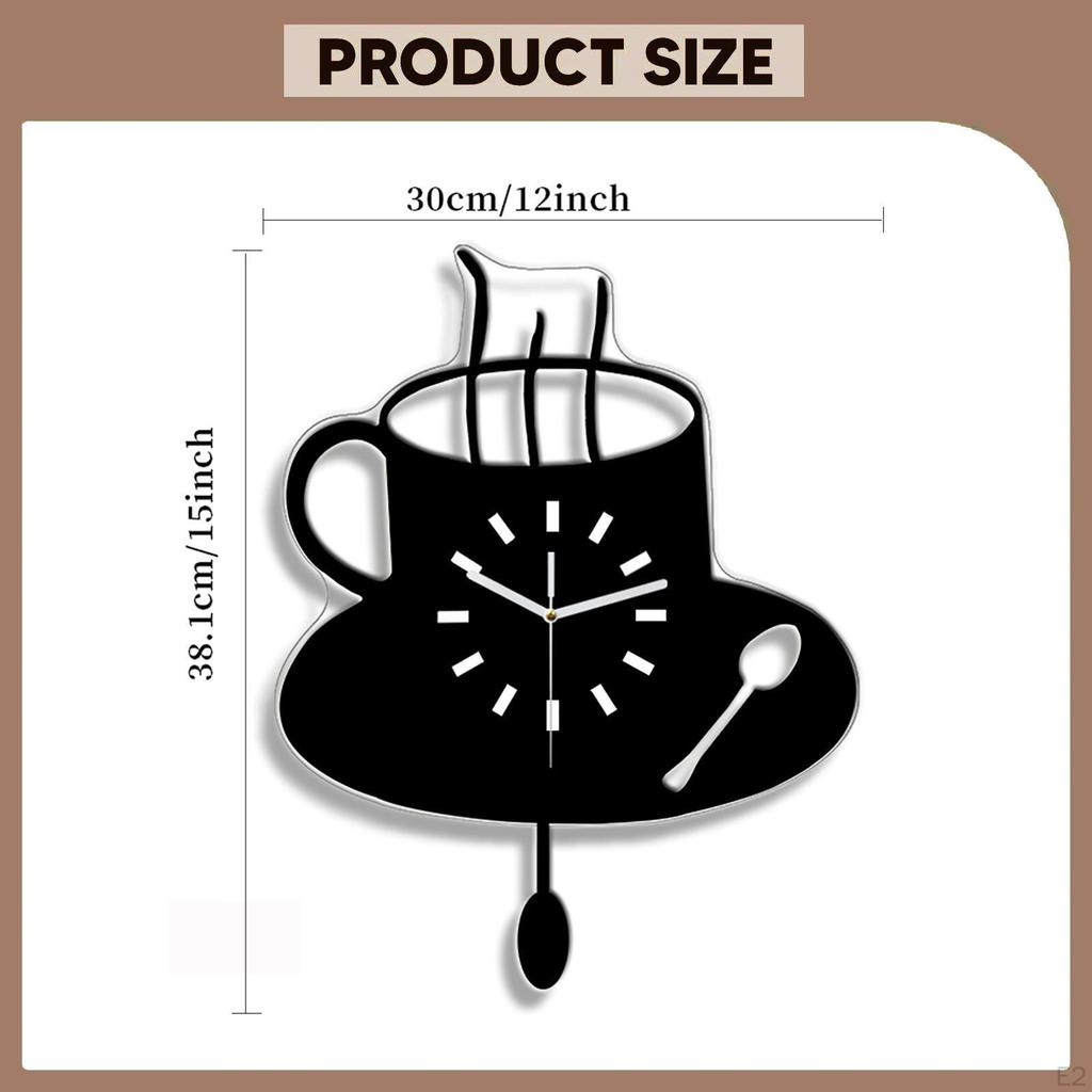 Cappuccino-Tasse Wanduhr Hängend Modern Acryl Küchen-Dekor Leise für Arbeitszimmer Zuhause