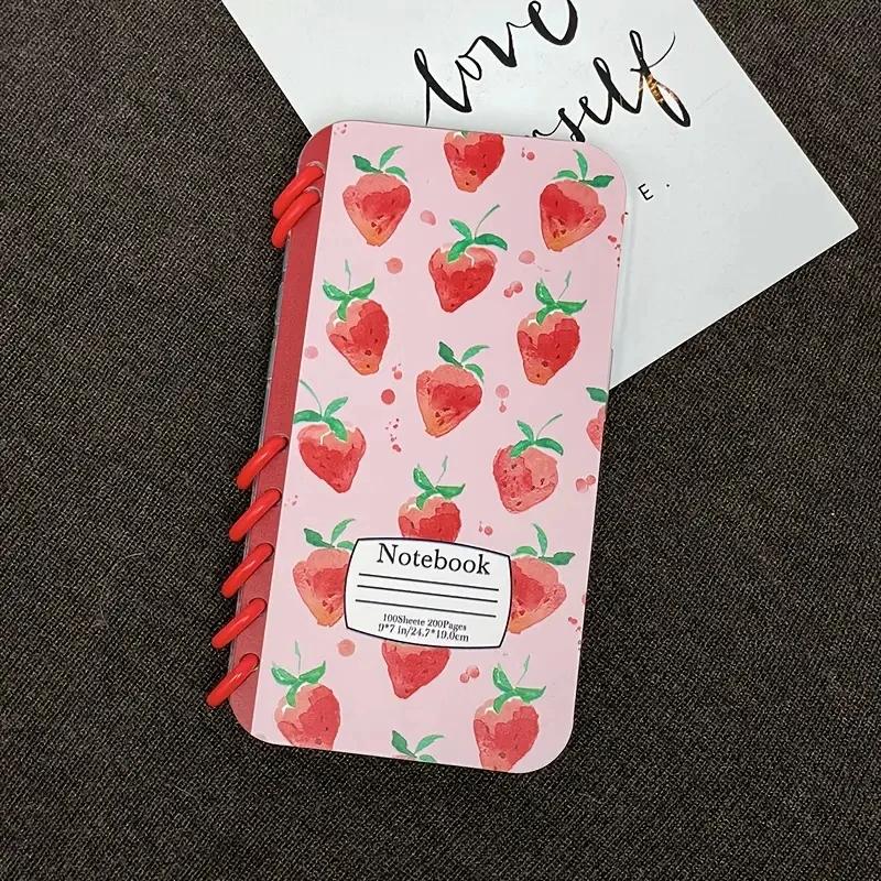 Cute Strawberry Fruit Flip Phone Case For iPhone 17 Air 16 15 14 13 12 11 Pro Max Plus Coil Notebook Shape Shockproof Cover