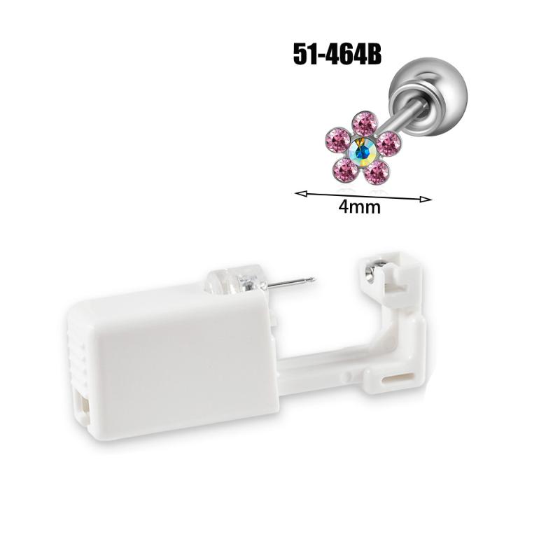 Strumento monouso per piercing all'orecchio in acciaio inossidabile Orecchini Fiore Farfalla Base Sfera con Pietra di Zircone Pistola per Orecchie monouso