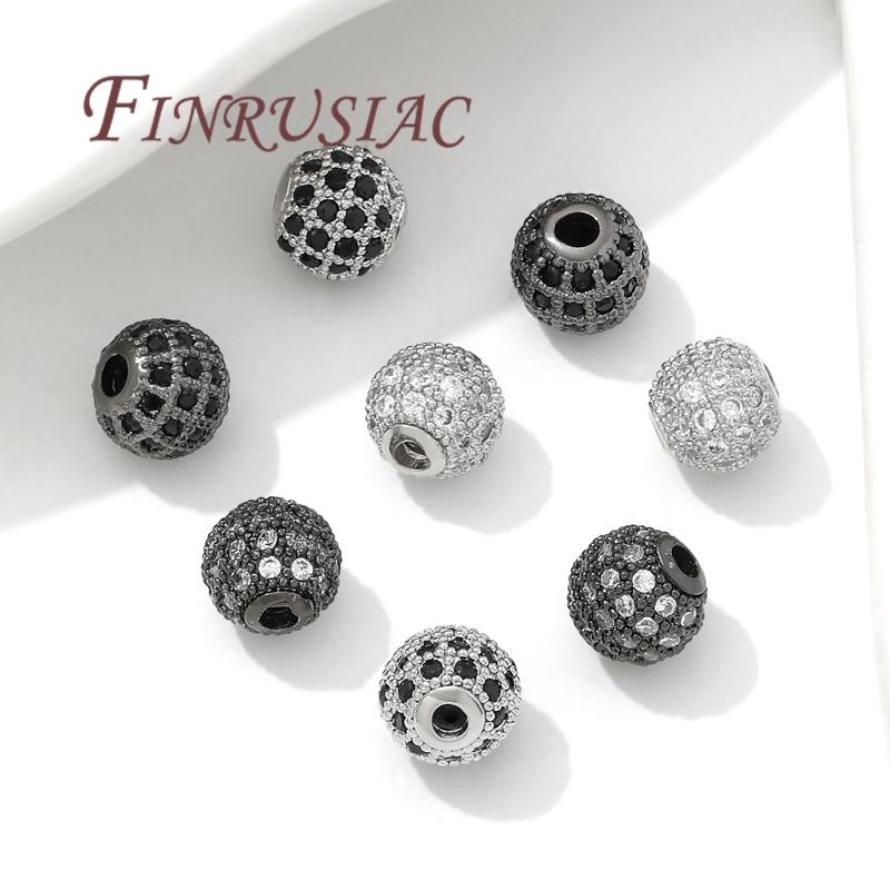 6mm 8mm 10mm Spacer Beads 18K Gold Plated Brass Zircon Bead,Separator For Bead,DIY Jewelry Making Supplies,Bracelets Accessories
