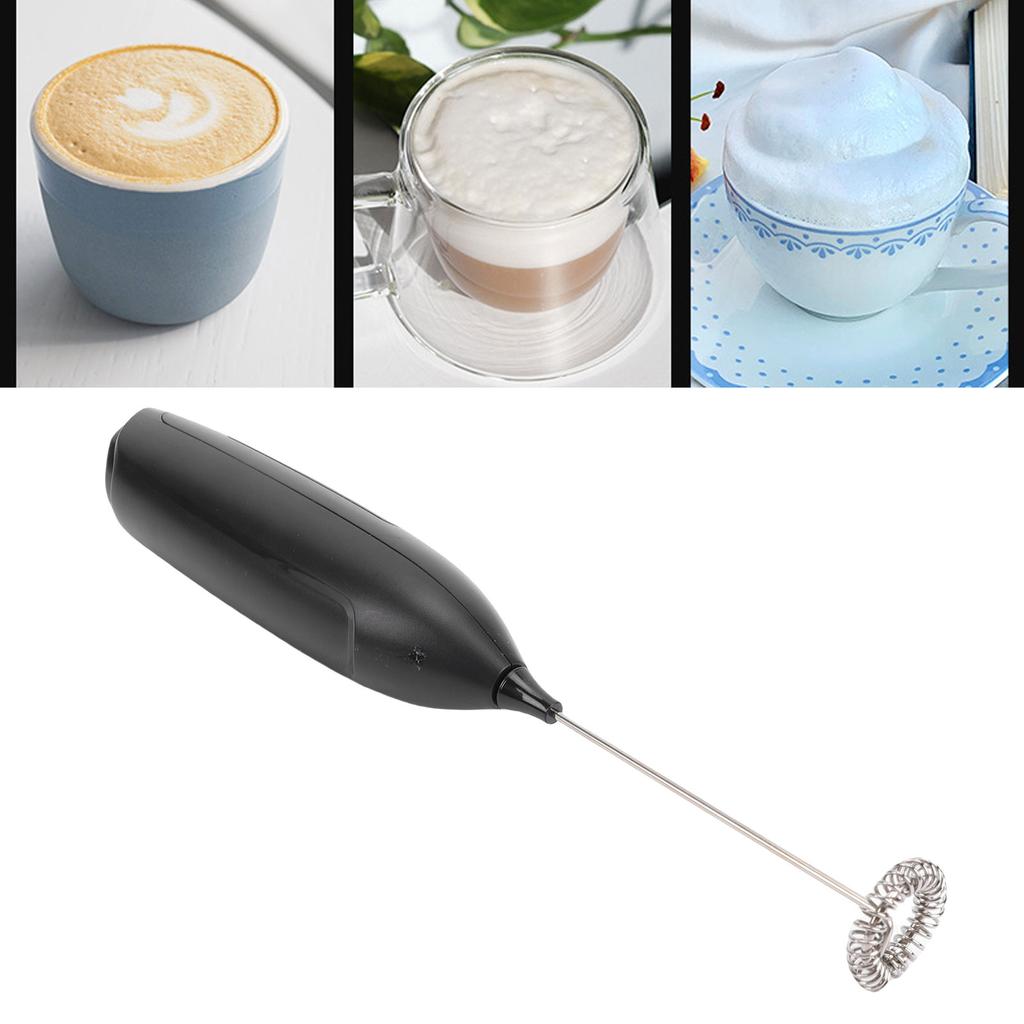 Leistungsstarker Milchaufschäumerstab Handheld Elektrischer Schaumbereiter Getränkemixer für Kaffee Lattes Cappuccinos Schwarz