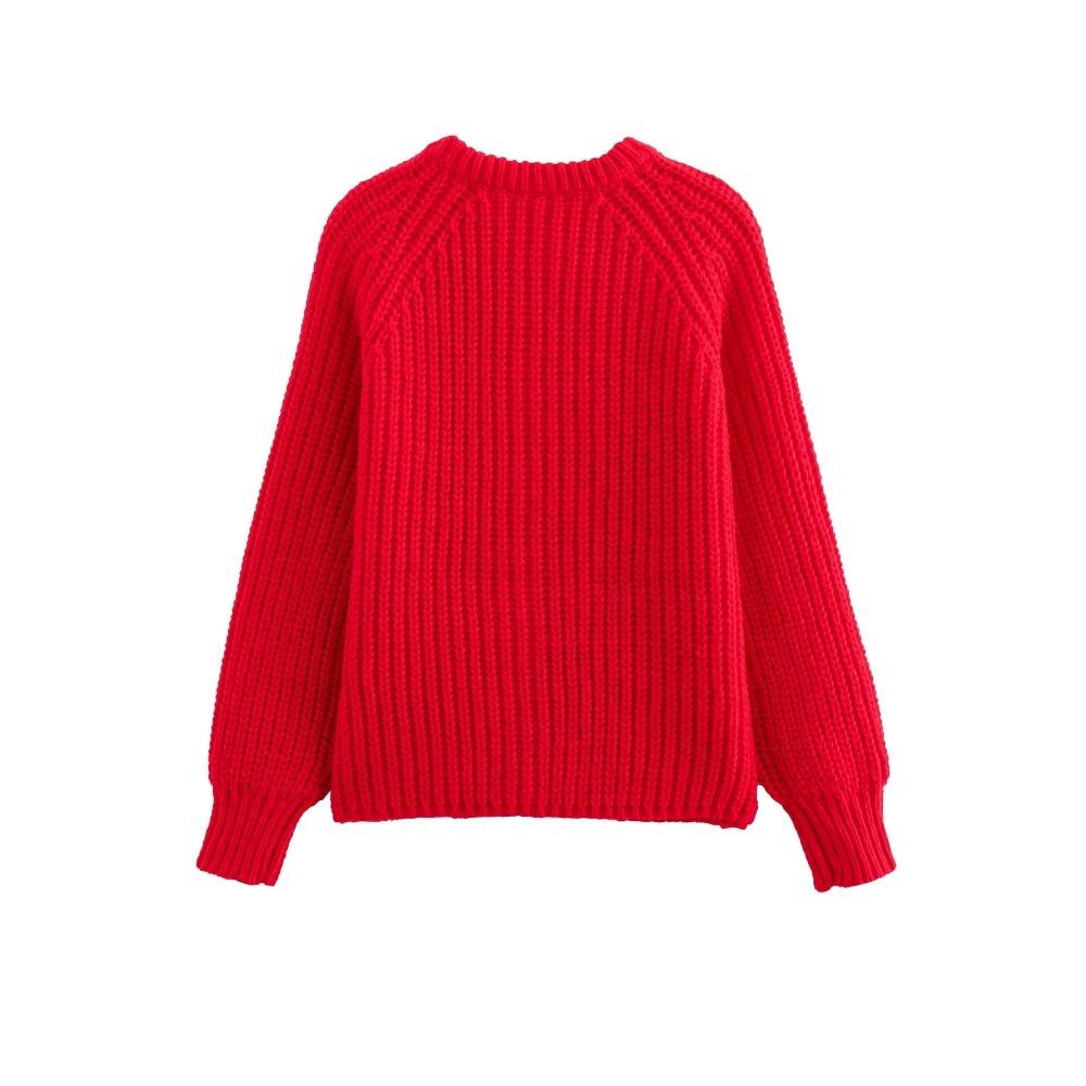 Autumn New Women's Fashion and Casual Versatile Round Neck Single Breasted Knitted Sweater