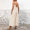 Damen Jumpsuit Lockerer Schnitt Verstellbare Spaghettiträger Weiter Bein Leichte Fließende Overalls für Freizeit