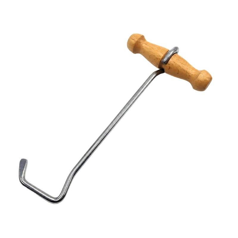 Stable Change Footwear Tool with Wooden Handle, Tall Footwear Removal Hook and Metal Frame for Daily Wear Use Daily