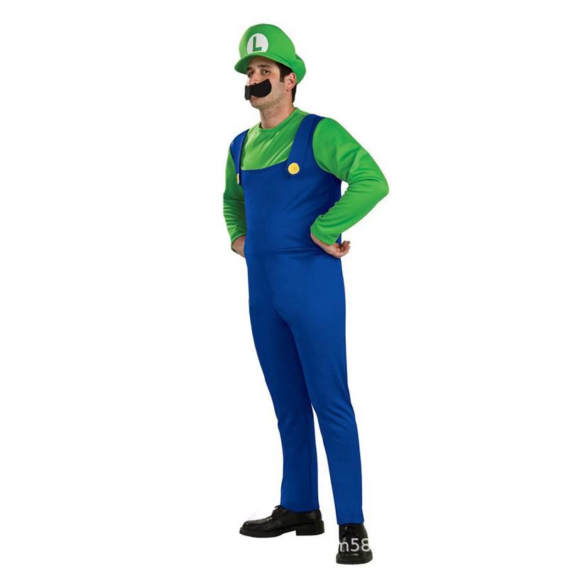 Halloween Super Mario Costume Anime Cosplay Mario Suit Theme Party Performance Outfit Adult Kids Festive Celebration