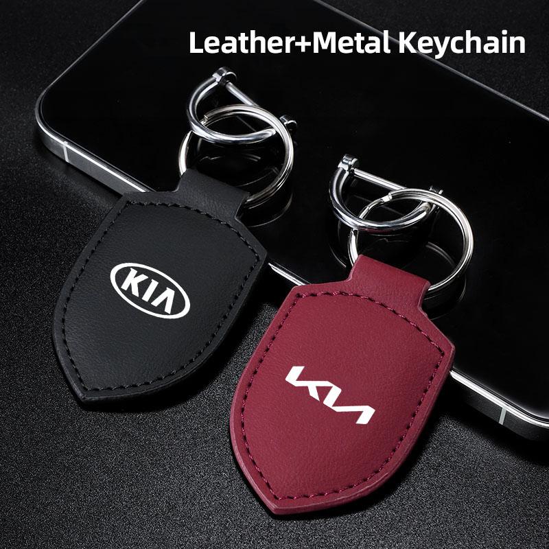 RVGH1 Car Logo Keychain Modeling Leather Key Ring Decorative For Kia GT-Line KN Sportage Ceed Rio Picanto Sorento Soul Cerato Venga