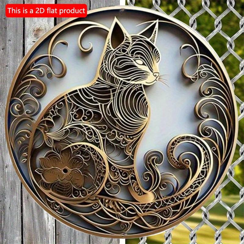 

2d Flat 20*20cm, Round Wooden Sign, Cute of Cat Theme Decor Gifts, for Bar, Hotel, Cafe, Home, Kitchen, Garden, Bedroom Decor. 20*20cm
