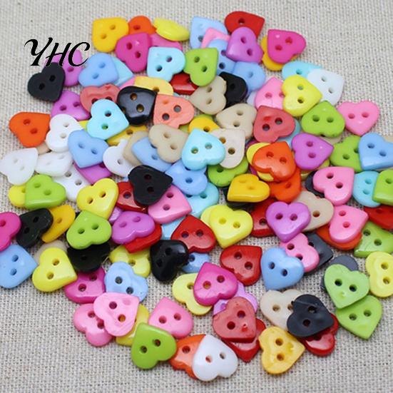 100PCs Heart Mixed Colors Resin Buttons Fit Sewing or Scrapbooking 10mm