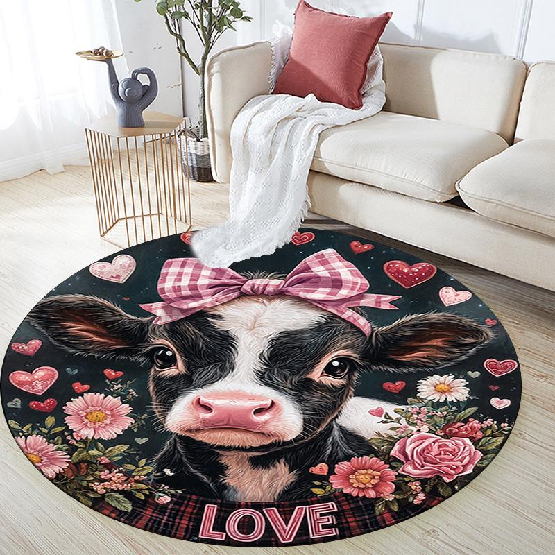 Calf Round Area Rug,Carpet Rug for Living Room Bedroom Sofa Playroom Decor,Non-slip Floor Mat