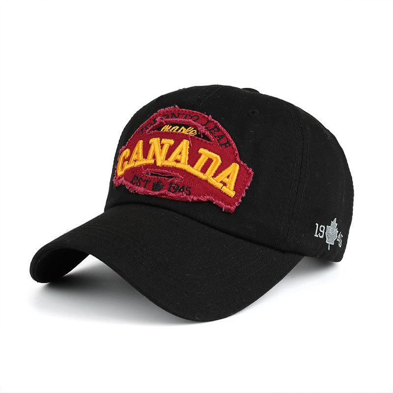 

Бейсболка с вышитым кепкой-тентом для улицы с изображением кленового листа чёрный