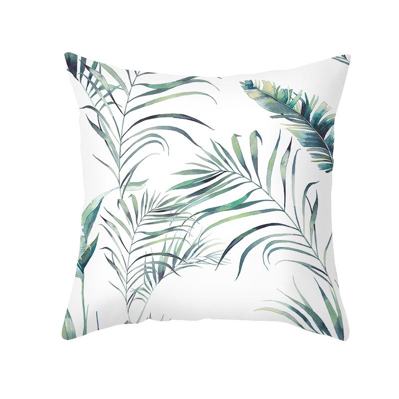 Summer Small Fresh Green Plant Print Pillowcase Peach Skin Green Leaf Home Sofa Pillowcase Bedroom Cushion